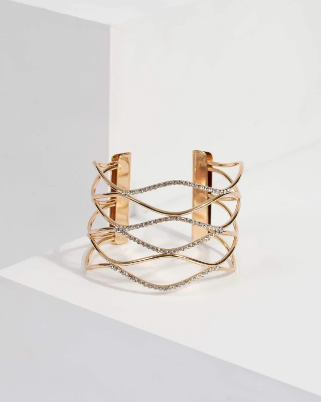 Crystal Waved Diamante Bangle sold by Collete Hayman
