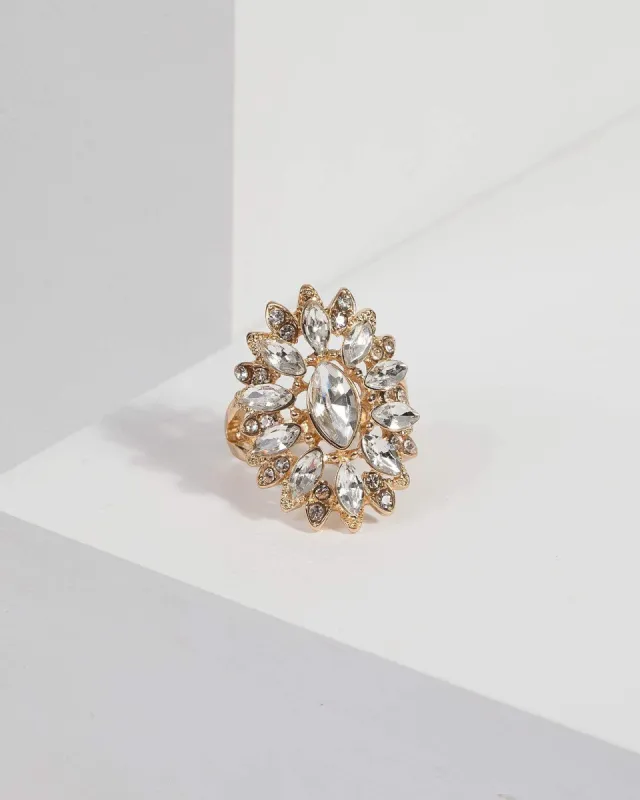 Crystal Stone Burst Cocktail Ring sold by Collete Hayman