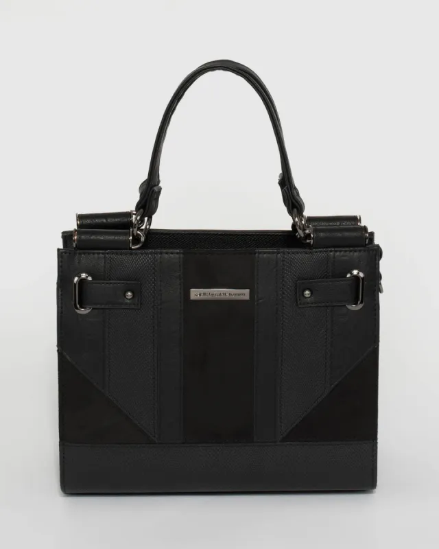 Black Stephanie Panel Square Tote Bag sold by Collete Hayman