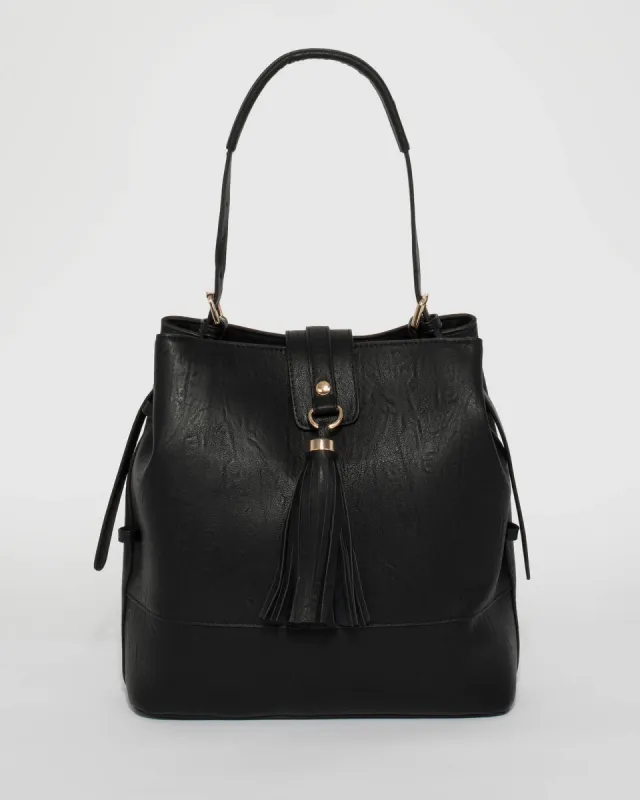Black Hayley Soft Bucket Bag sold by Collete Hayman
