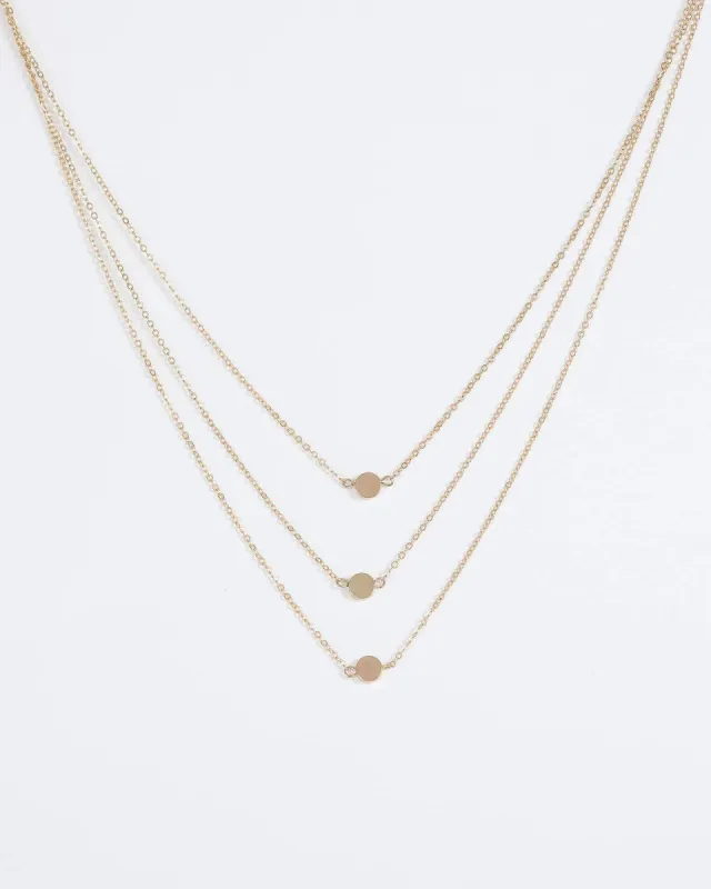 Gold 3 Layered Disc Necklace sold by Collete Hayman