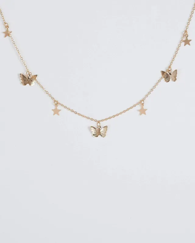 Gold Butterflies And Stars Necklace sold by Collete Hayman