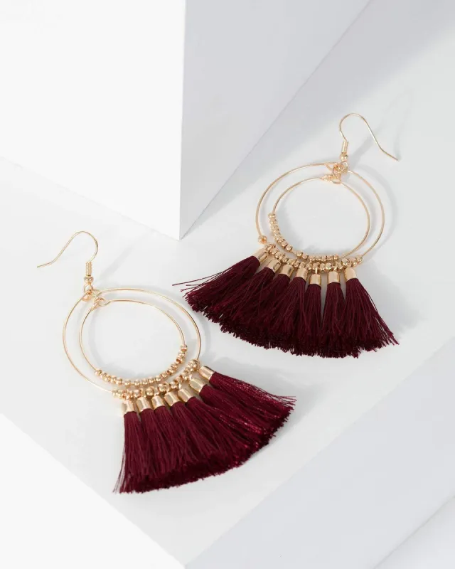 Gold Fine Circle With Tassel Drop Earrings sold by Collete Hayman
