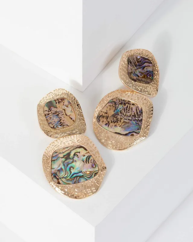 Gold Textured Drop Earrings sold by Collete Hayman