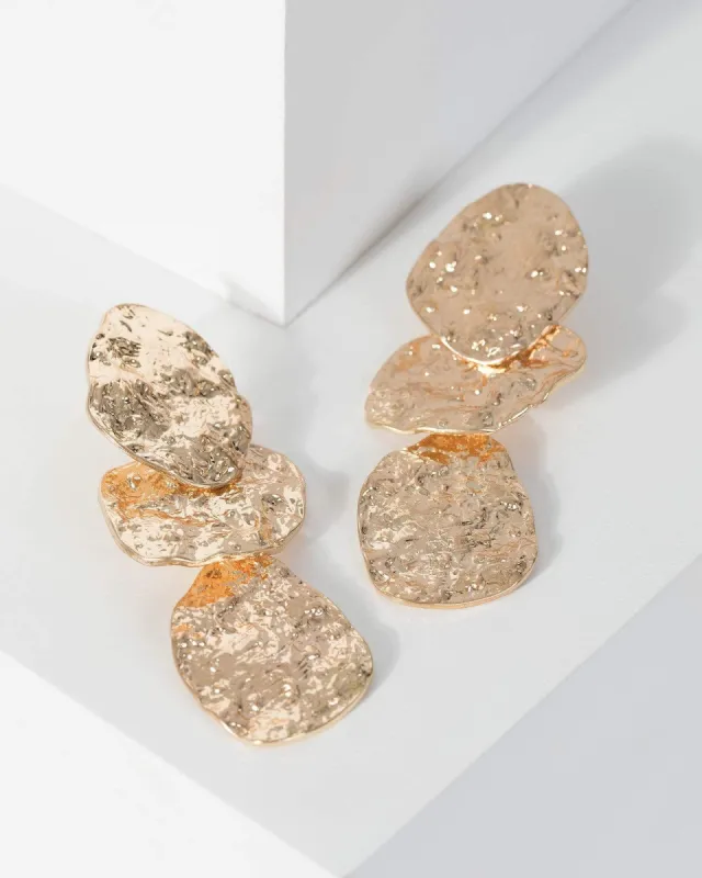Gold Textured Metal Pieces Earrings sold by Collete Hayman