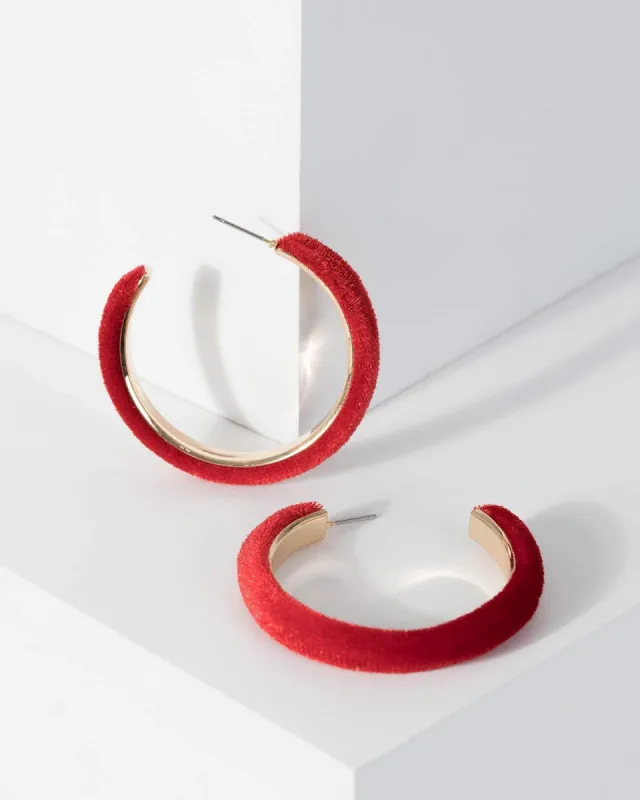 Red Velvet Hoop Earrings sold by Collete Hayman
