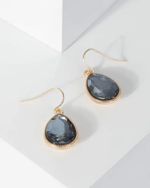 Gold Tear Drop Crystal Earrings sold by Collete Hayman