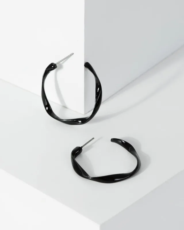 Black Twist Metal Hoop Earrings made by Collete Hayman