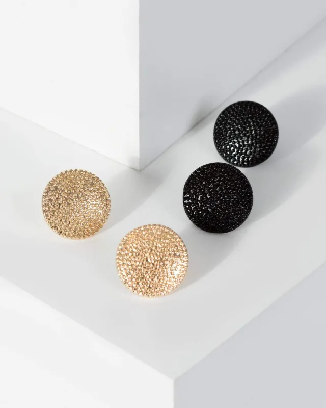 Multi Colour Metal Button Stud Earrings sold by Collete Hayman