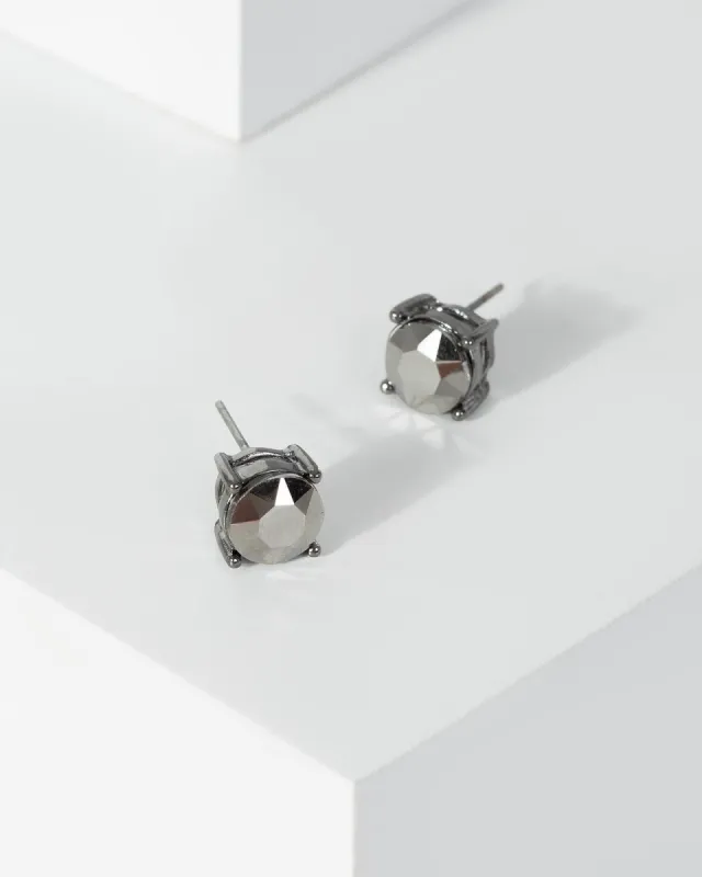 Gunmetal Square Stud Earrings sold by Collete Hayman