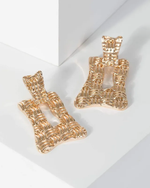 Gold Textured Door Knocker Earrings sold by Collete Hayman