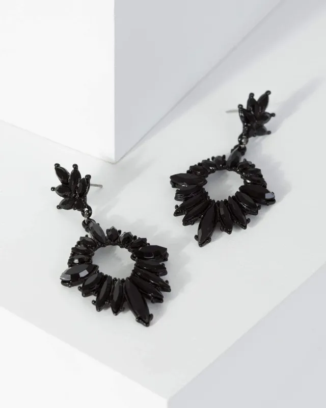 Black Crystal Encrusted Drop Earrings sold by Collete Hayman