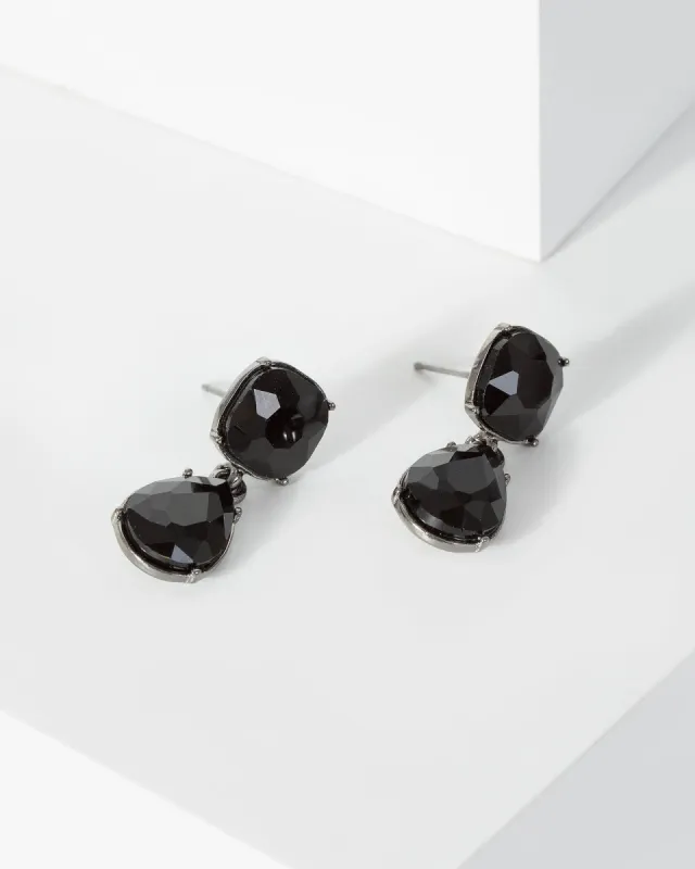 Black Tear Drop Crystal Earrings sold by Collete Hayman