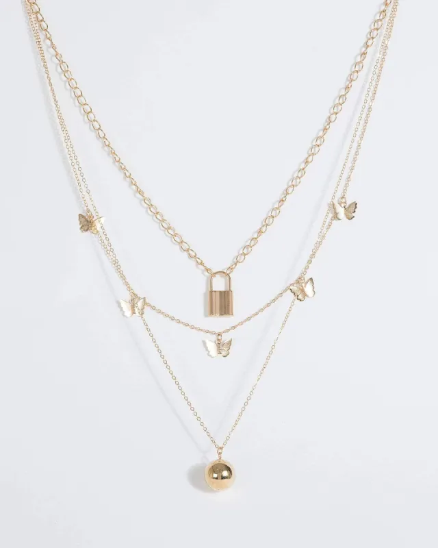 Gold Butterflies Padlock Necklace sold by Collete Hayman