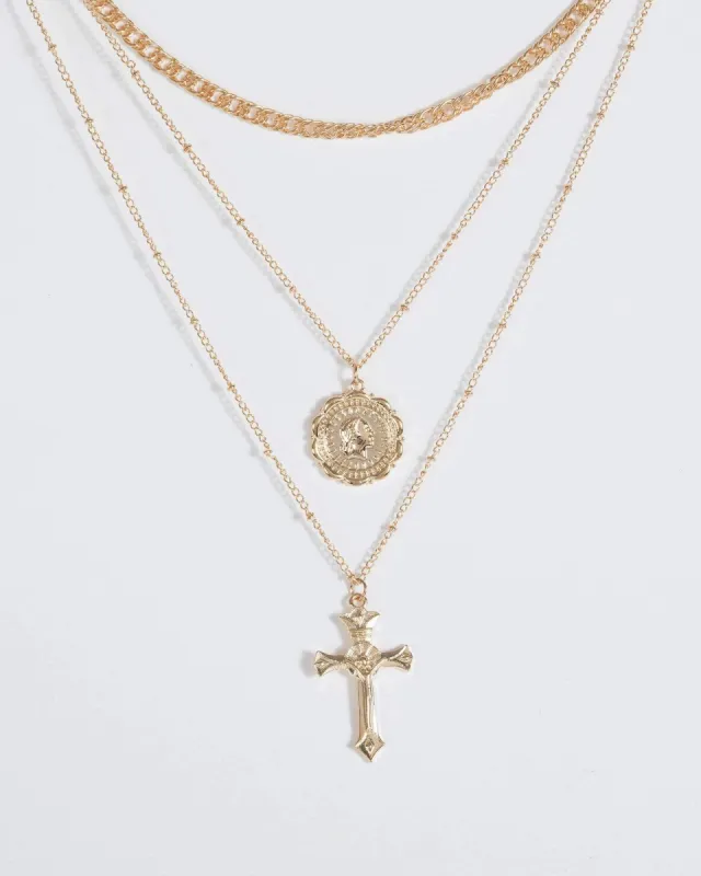 Gold Cross And Coin Pendant Necklace sold by Collete Hayman