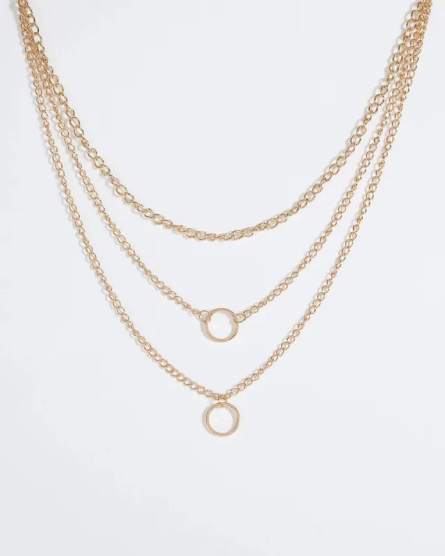 Gold Circles Chain Layered Necklace sold by Collete Hayman