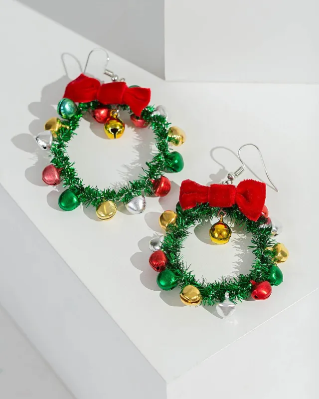 Tinsel Wreath Hook Drop Earrings sold by Collete Hayman