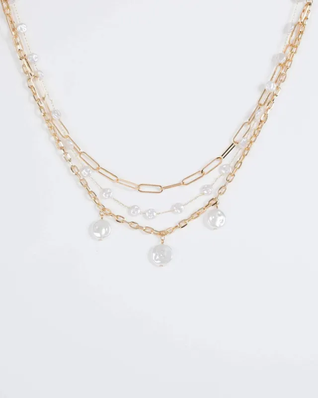 Gold Multi Pearl Layered Necklace sold by Collete Hayman