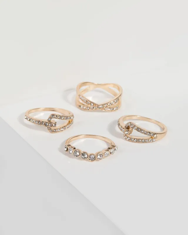 Gold Assorted Diamante Ring Set sold by Collete Hayman
