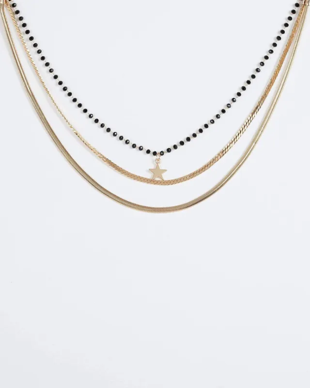 Gold Star Snake Chain Layered Necklace sold by Collete Hayman