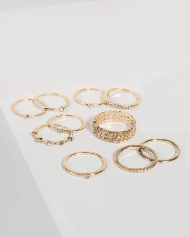 Gold Diamante Multi Ring Set sold by Collete Hayman
