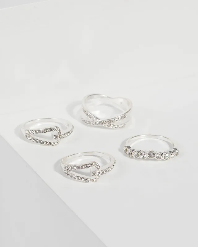 Silver Assorted Diamante Ring Set sold by Collete Hayman
