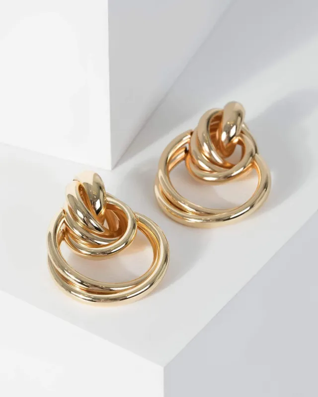 Gold Multi Layer Door Knocker Earrings sold by Collete Hayman