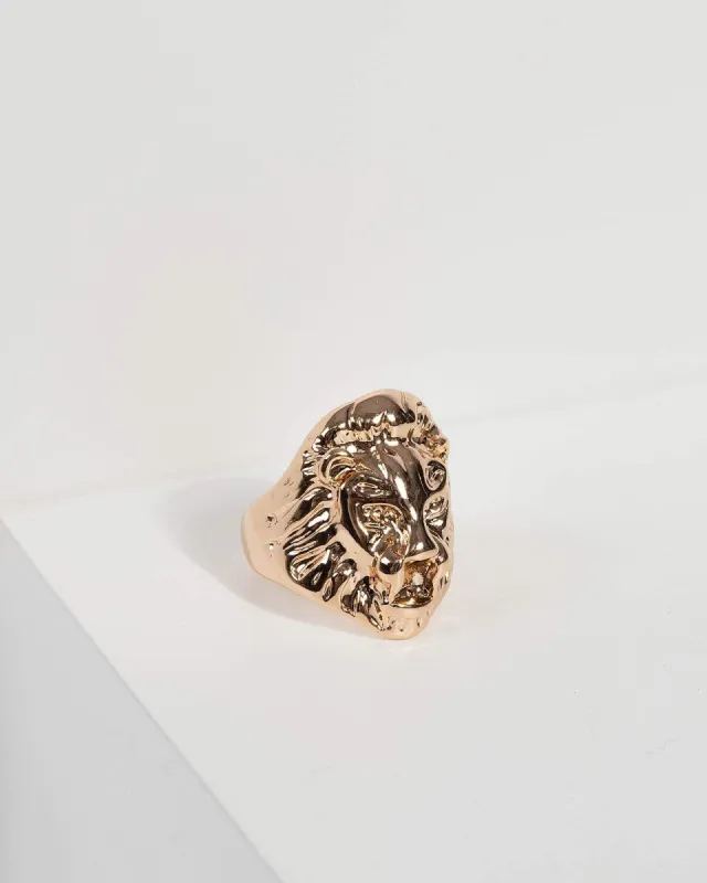 Gold Lion Metal Ring sold by Collete Hayman
