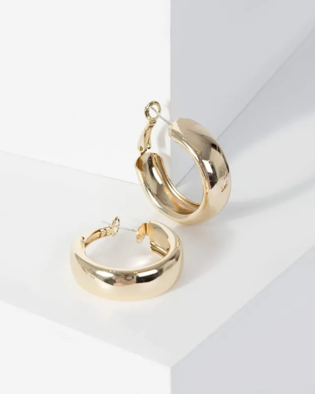 Gold Plain Matte Hoop Earrings sold by Collete Hayman