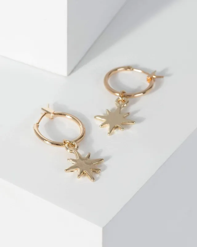 Gold Star Pendant Hoop Earrings sold by Collete Hayman