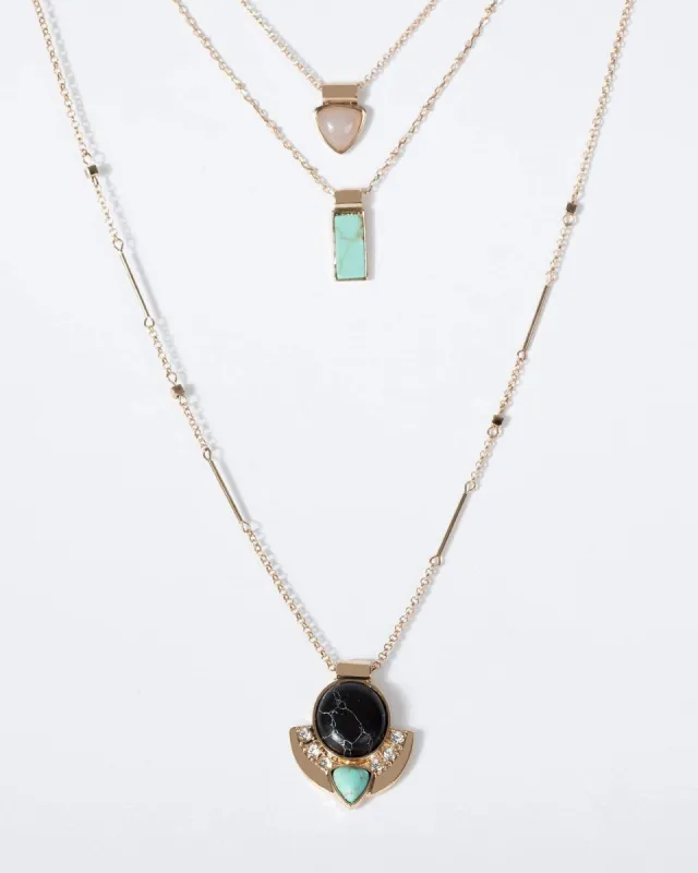 Gold Triple Layered Pendant Necklace sold by Collete Hayman