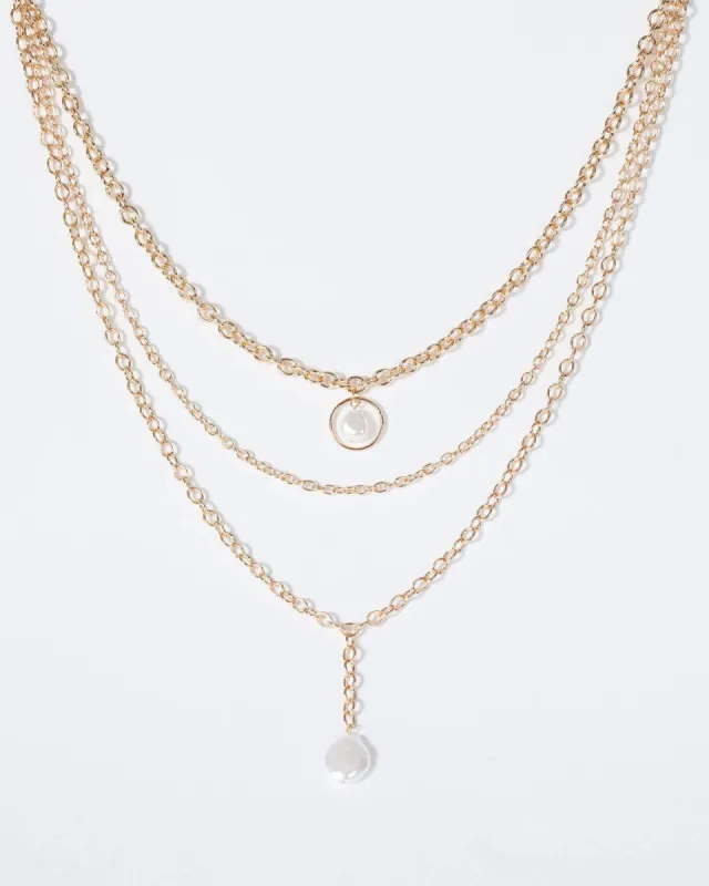 Gold Triple Layered Pearl Necklace sold by Collete Hayman