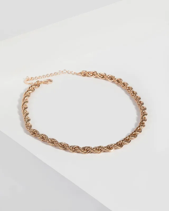 Gold Rope Chain Detail Necklace sold by Collete Hayman