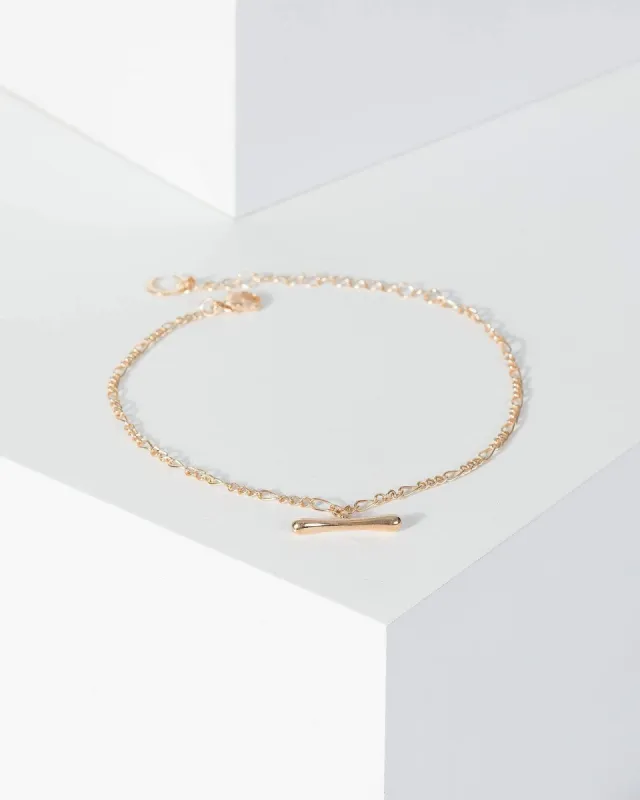 Gold T Bar Chain Anklet sold by Collete Hayman
