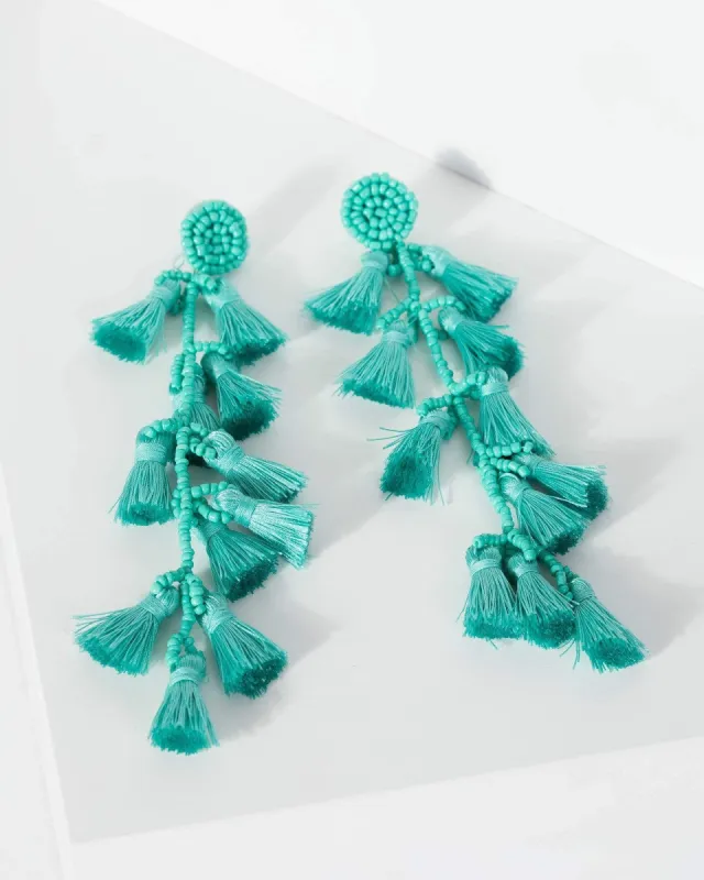 Blue Tassel No Hassel Earrings sold by Collete Hayman