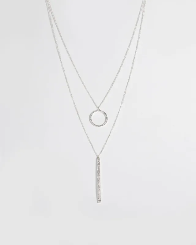 Silver Diamante Bar Pendant Necklace sold by Collete Hayman
