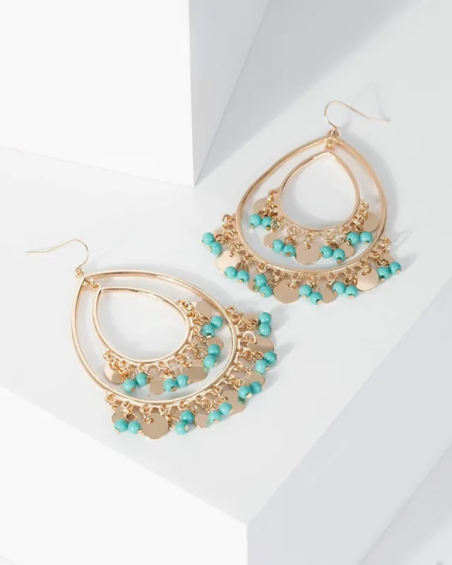 Blue Beaded Tear Drop Hook Earrings sold by Collete Hayman