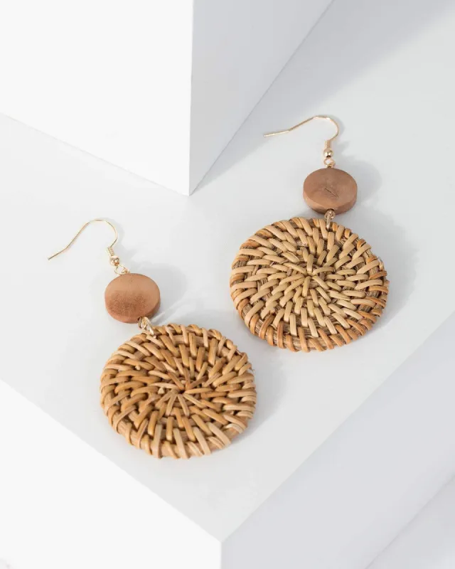 Gold Double Circle Woven Drop Earrings sold by Collete Hayman
