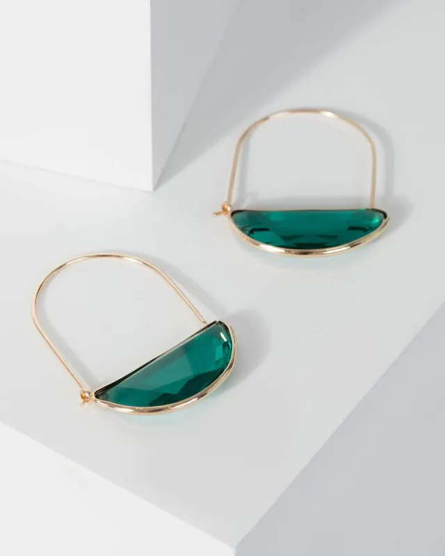 Green Oval Crystal Drop Earrings sold by Collete Hayman