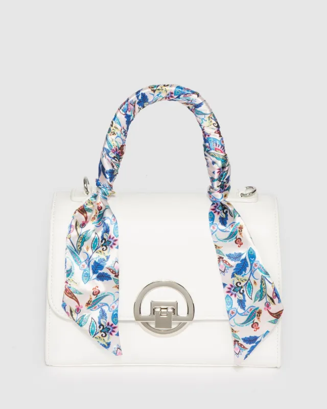 White Imani Scarf Mini Tote Bag sold by Collete Hayman