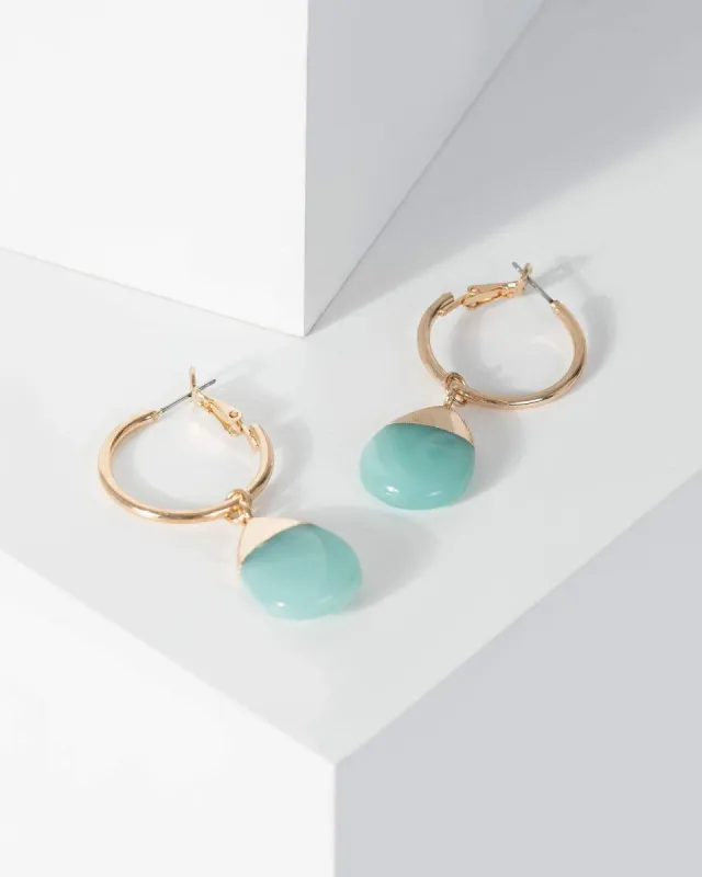 Blue Tear Drop Mini Hoop Earrings sold by Collete Hayman