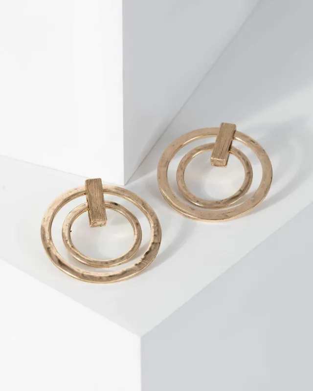 Gold Double Circle Drop Earrings sold by Collete Hayman