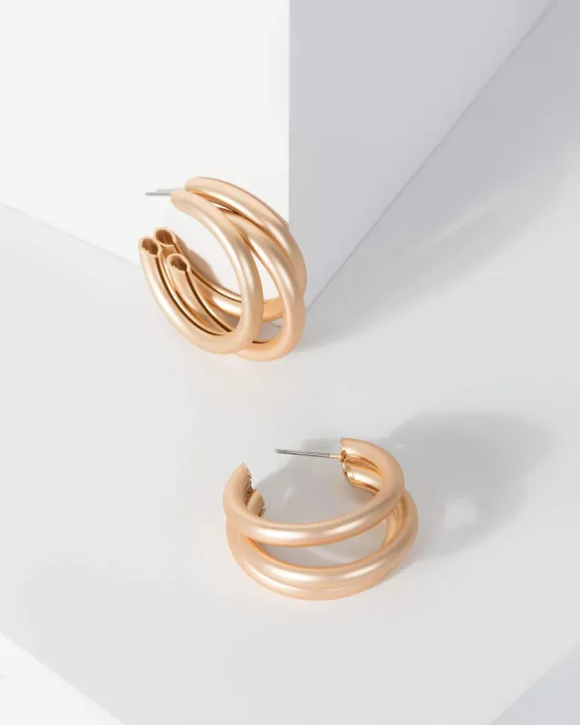 Gold Mid Triple Hoop Earrings sold by Collete Hayman