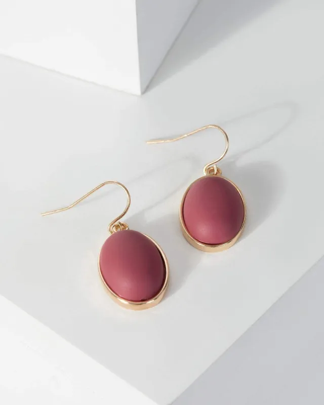 Red Satin Covered Oval Earrings made by Collete Hayman