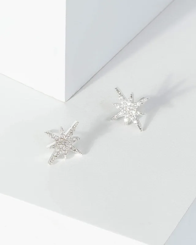Silver Cubic Zirconia Star Stud Earrings sold by Collete Hayman