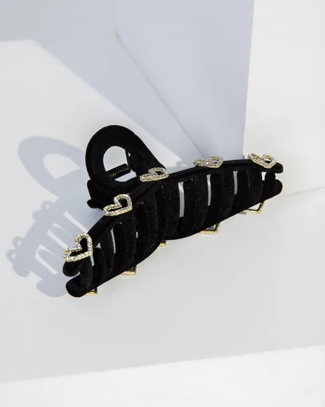 Black Mini Crystal Hearts Claw Clip sold by Collete Hayman