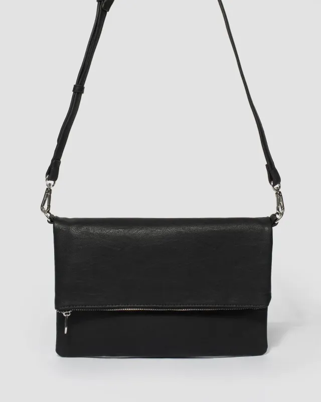 Black Meg Plain Fold Clutch Bag sold by Collete Hayman