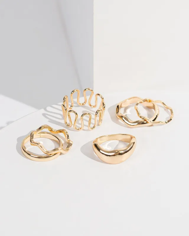 Gold Wavy Multi Ring Pack sold by Collete Hayman