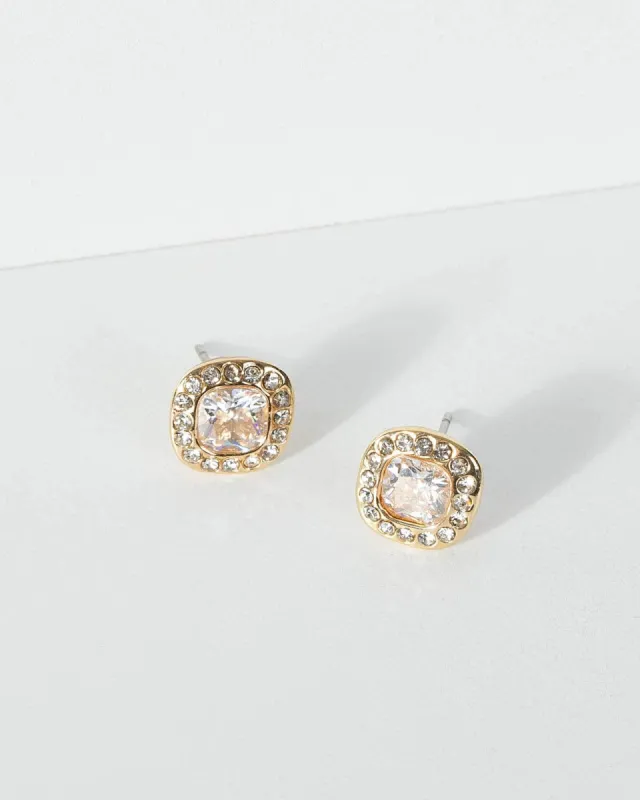 Gold Cubic Zirconia Small Stud Earrings sold by Collete Hayman
