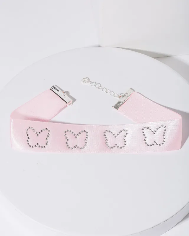 Pink Butterfly Crystal Detail Choker sold by Collete Hayman